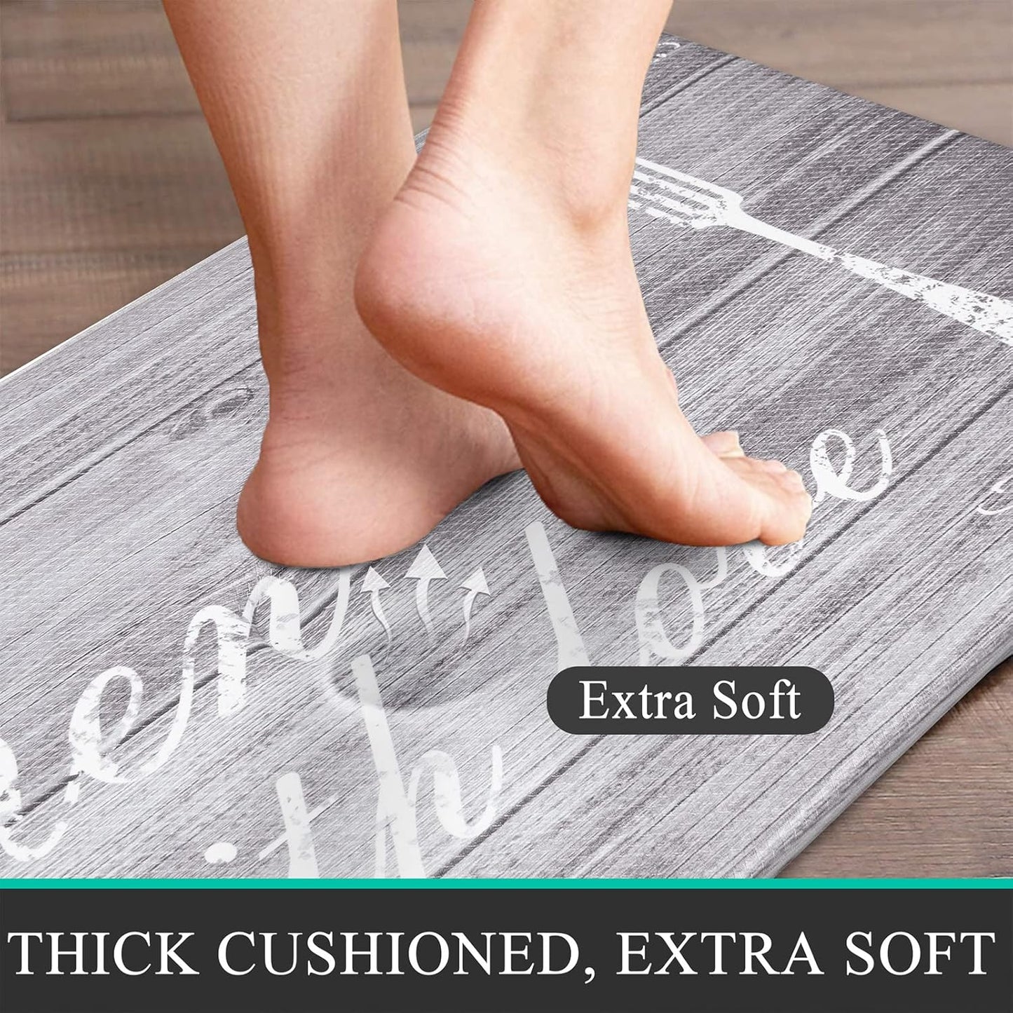 anti Fatigue Kitchen Mat Set of 2 Farmhouse Kitchen Rugs and Mats Non Slip Thick Cushioned Kitchen Floor Mats Waterproof Heavy Duty PVC Foam Kitchen Rug Runner Comfort Standing Mat