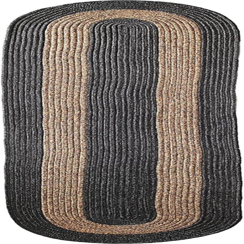 Farmhouse Style Bordered Braided 20" X 60" Runner Rug - Black