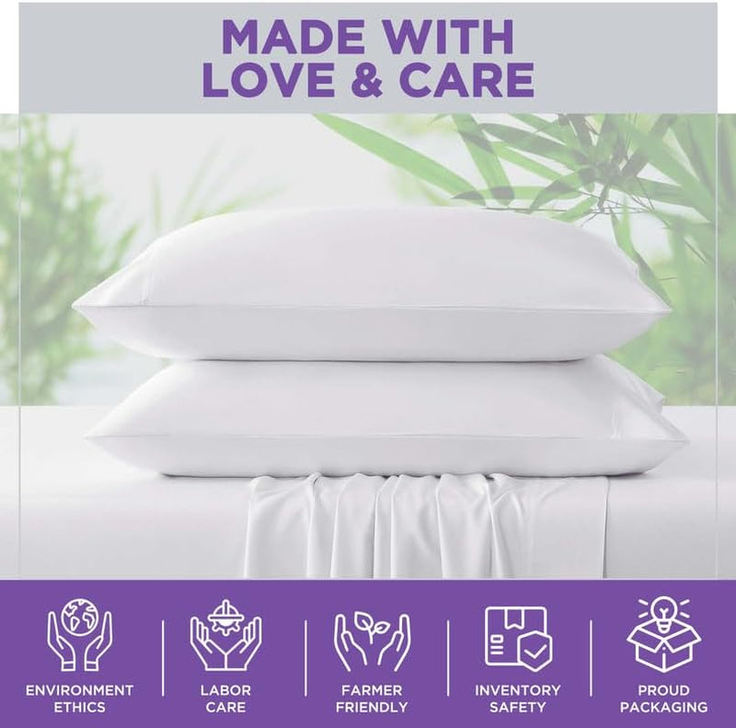 Luxury 100% Egyptian Cotton Bed Sheets - 1000 Thread Count 4-Piece King Sheets Set, Long Staple Cotton Bedding Sheets, Sateen Weave, Hotel Sheets, Fits Upto 18" Mattress - Bright White