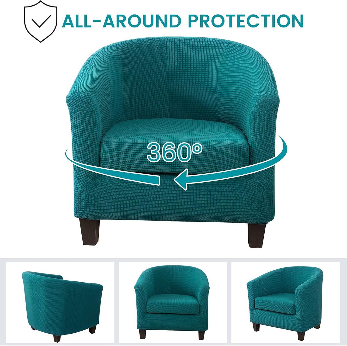 Club Chair Slipcover,Stretch Polar Fleece Tub Chair Cover Barrel Chair Slipcover Armchair Sofa Cover Removable Elastic Furniture Protector,2-Piece Arm Chair Cover for Living Room(A-Teal,1Pc)