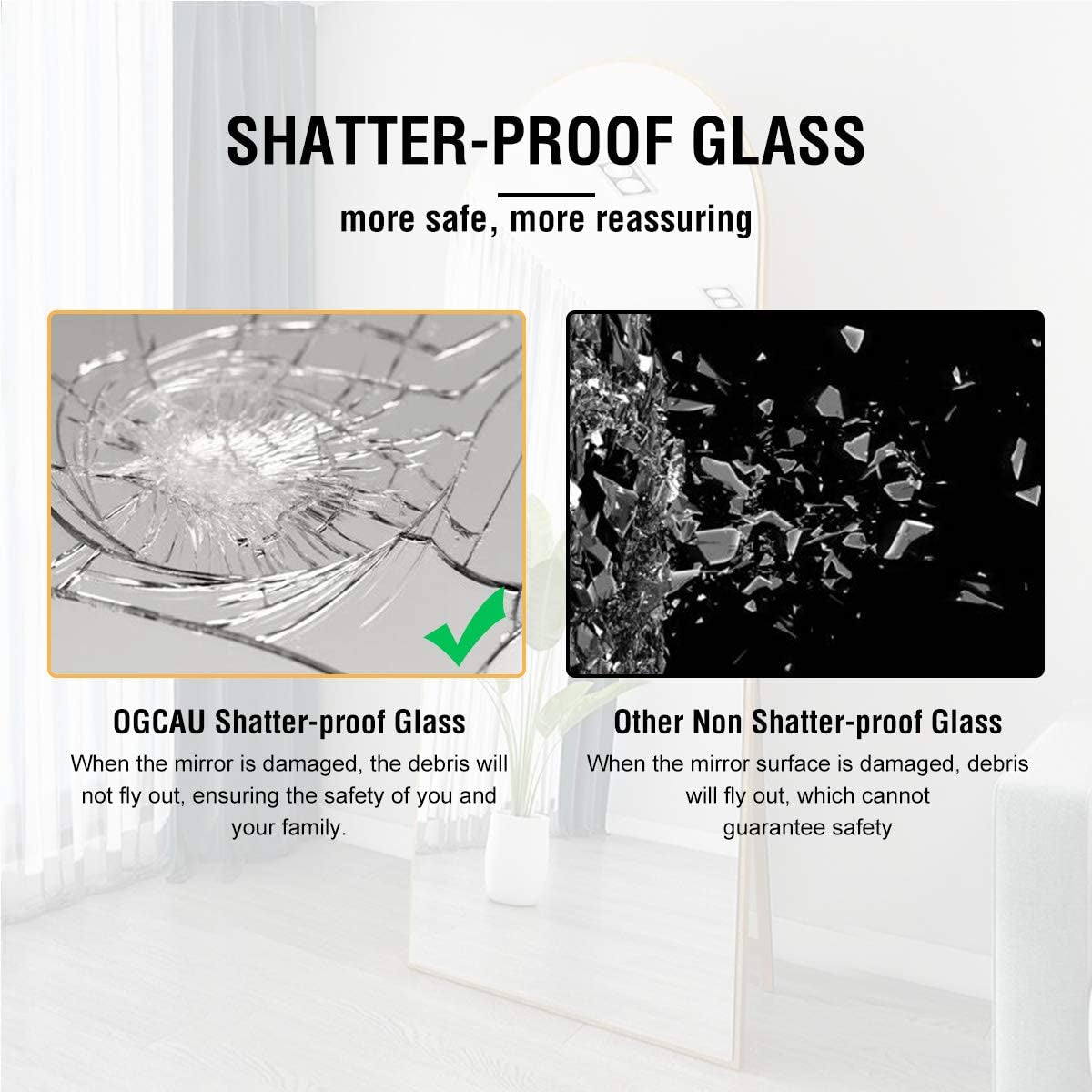 Full Length Mirror, Floor Mirror, 65"X22" Arched-Top Mirror, Hanging or Leaning, Standing Mirror, Body, Wall Mounted with Aluminum Frame for Bedroom Living Room, Black