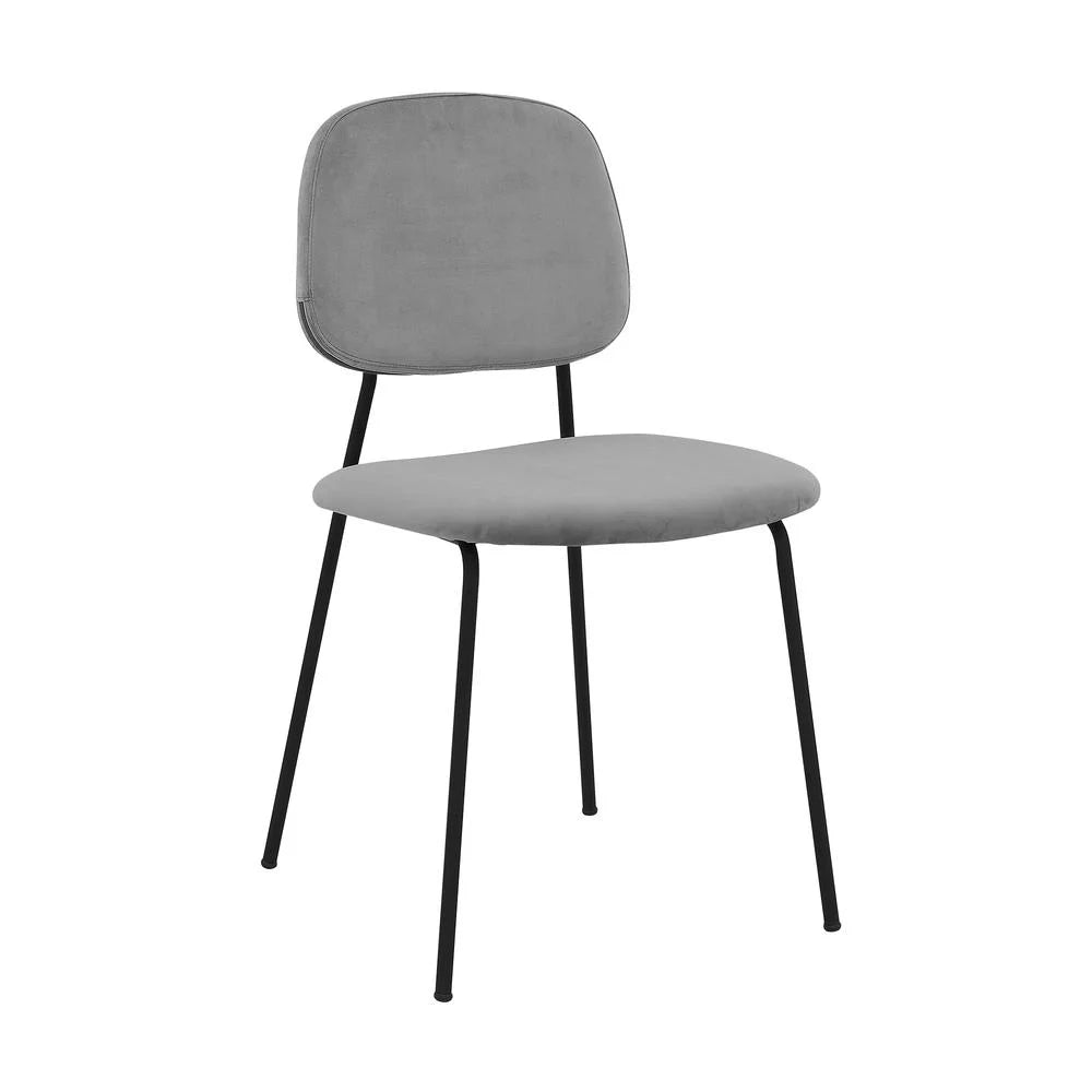 Lucy Modern Velvet & Metal Dining Chair in Gray (Set of 2)