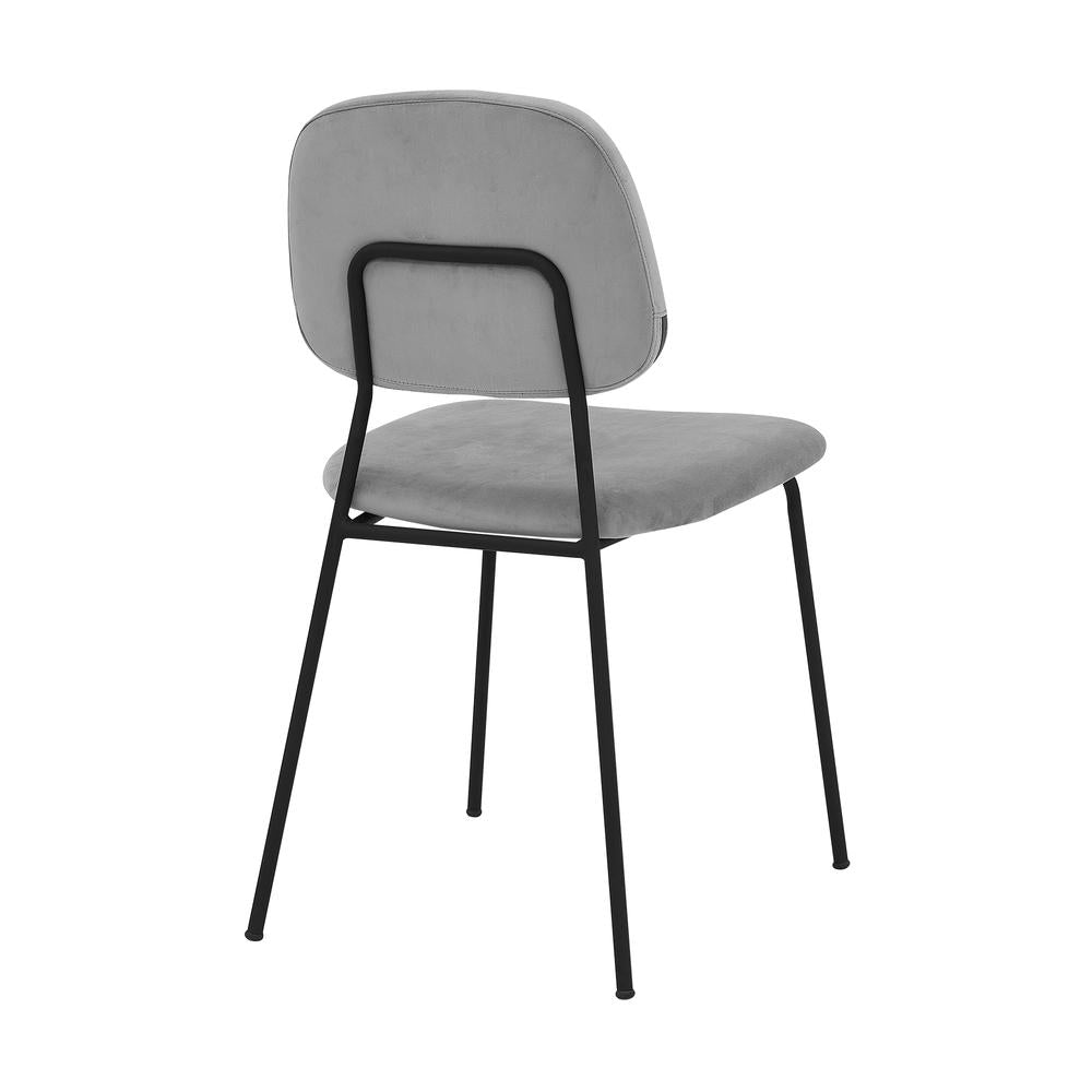 Lucy Modern Velvet & Metal Dining Chair in Gray (Set of 2)