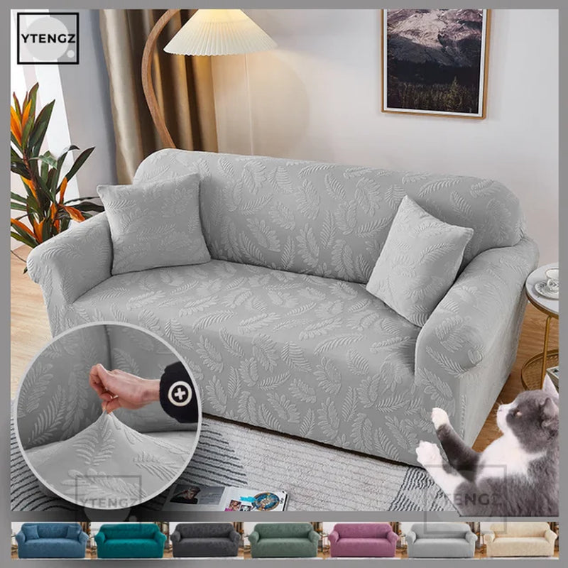 Jacquard Water Resistant Sofa Cover Sofa Slipcover Elastic Plain Color Sofa Covers for Living Room 1/2/3/4 Places