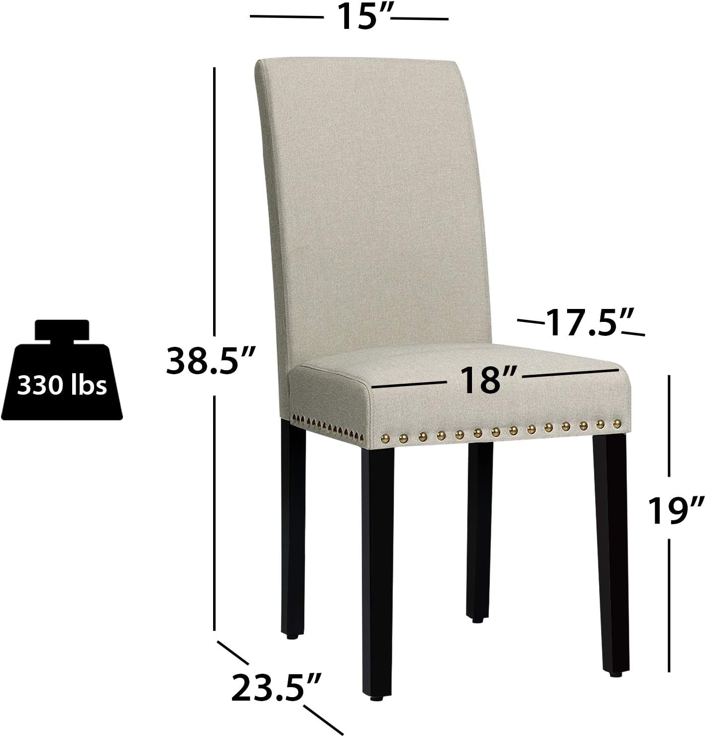 Dining Chairs Set of 4 Fabric Upholstered with Solid Wood Legs, Padded Seat and Back Armless Side Chair Tufted Parsons Kitchen Dining Chairs Set (2, Greyish-Green)