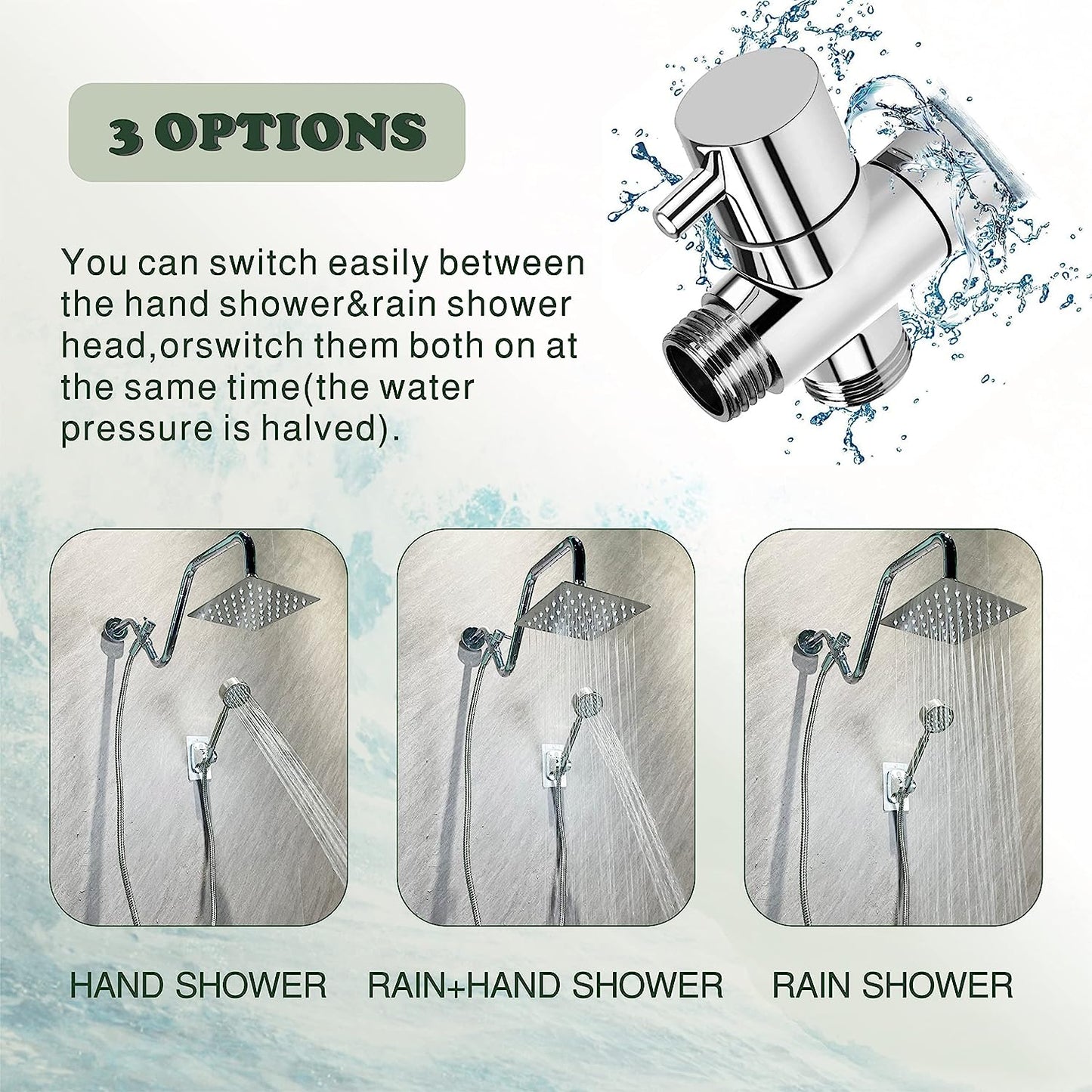 6"All Metal Shower Heads with Handheld,Luxurious Stainless Steel Shower Head,Metal Single Setting Handheld,With Extension Shower Arm