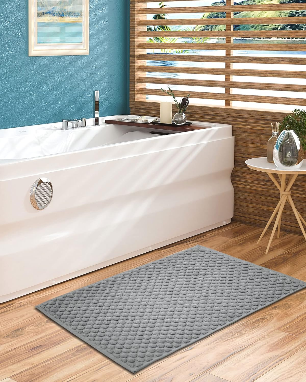 Bath Rugs Bathroom Mats with Dots Design for Quick Drying 100% Cotton Hotel Quality Bath Mat Towels - Highly Absorbent Floor Towels of 2 Pack (19 X 31 Inches)