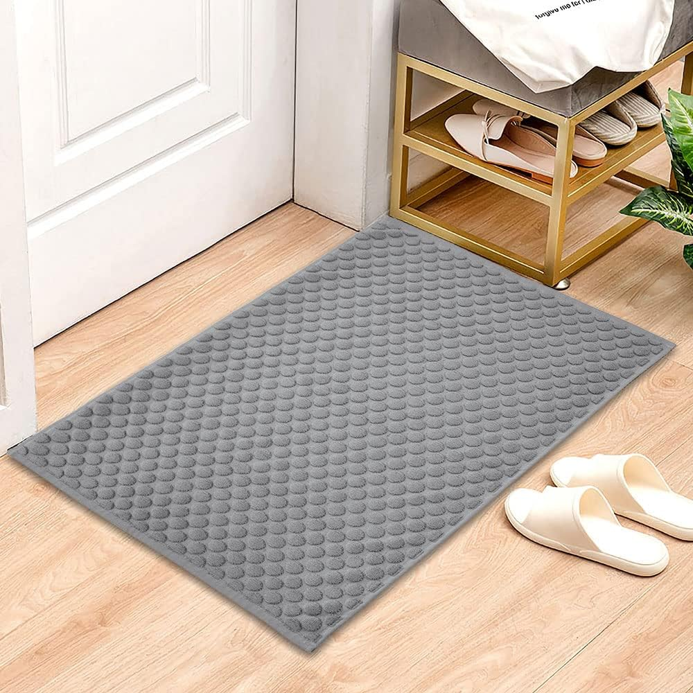Bath Rugs Bathroom Mats with Dots Design for Quick Drying 100% Cotton Hotel Quality Bath Mat Towels - Highly Absorbent Floor Towels of 2 Pack (19 X 31 Inches)