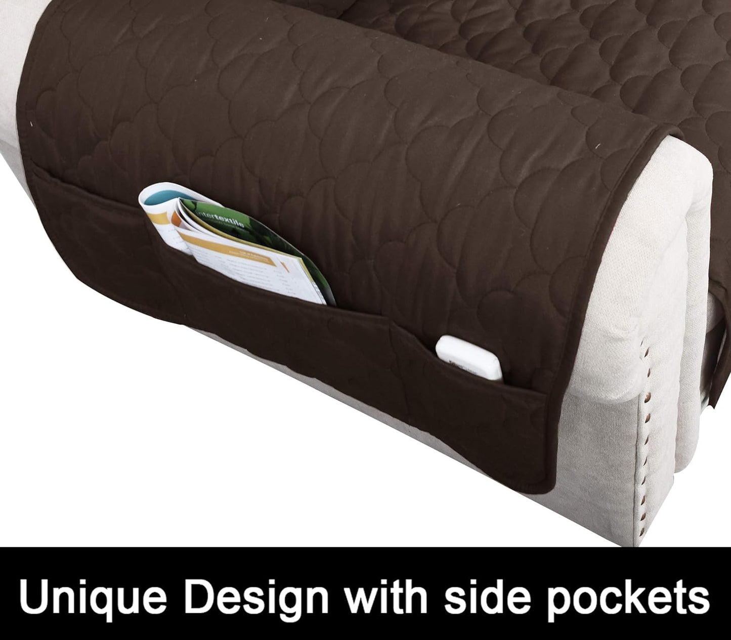100% Waterproof Sofa Cover Pet Furniture Protectors for Sofas Couch Covers for Dogs Sofa Cover with Side Pockets (Chocolate, 68'')
