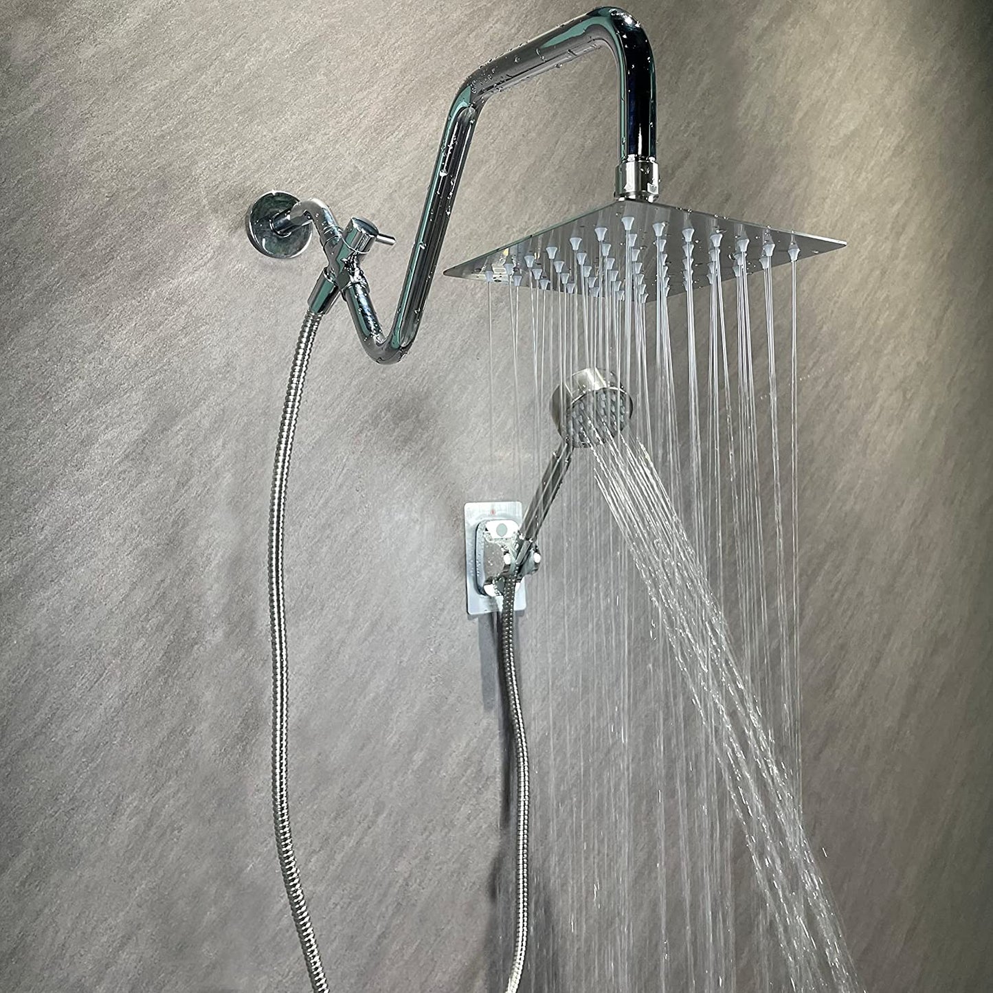 6"All Metal Shower Heads with Handheld,Luxurious Stainless Steel Shower Head,Metal Single Setting Handheld,With Extension Shower Arm