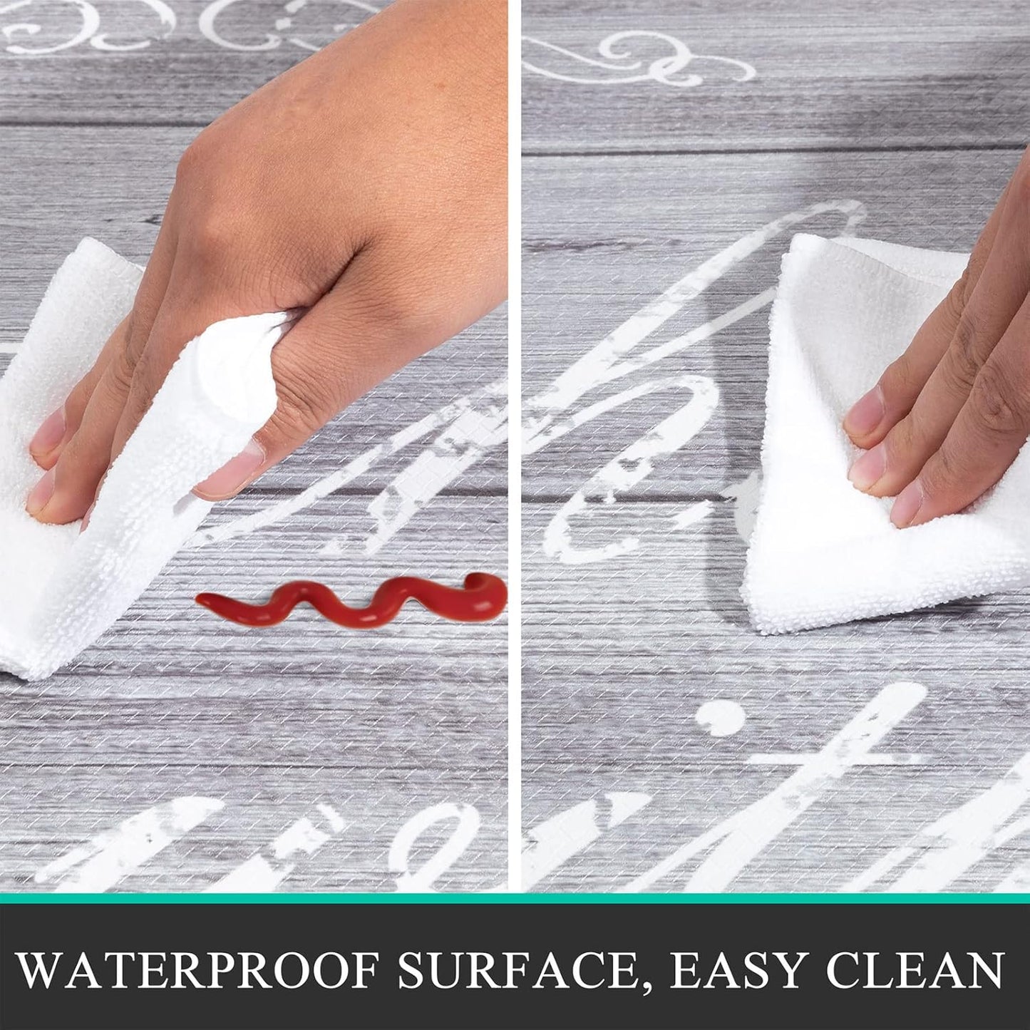 anti Fatigue Kitchen Mat Set of 2 Farmhouse Kitchen Rugs and Mats Non Slip Thick Cushioned Kitchen Floor Mats Waterproof Heavy Duty PVC Foam Kitchen Rug Runner Comfort Standing Mat