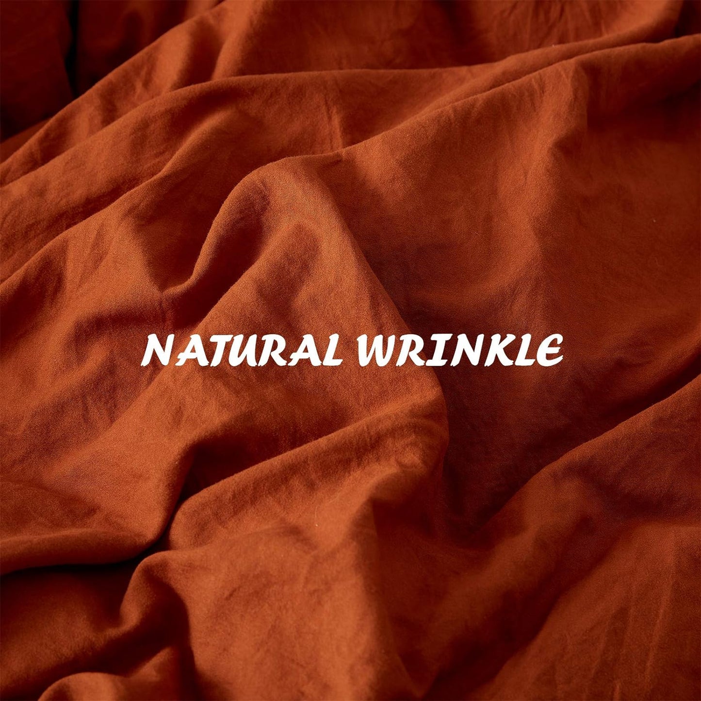 Burnt Orange Duvet Cover Sets Queen Size 3 Piece Double Brushed Microfiber Queen Duvet Cover with Button Closure & Corner Tie 1 Breathable and Soft Duvet Cover 90X90 Inches + 2 Pillow Shams