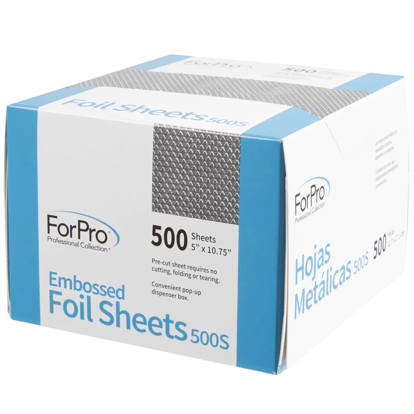 ForPro Professional Collection Embossed Foil Sheets 500S, Aluminum Foil, Pop-Up Dispenser, for Hair Color Application and Highlighting Services, Food Safe, 5” W x 10.75” L, 500 Count 500-Count (Pack of 1)