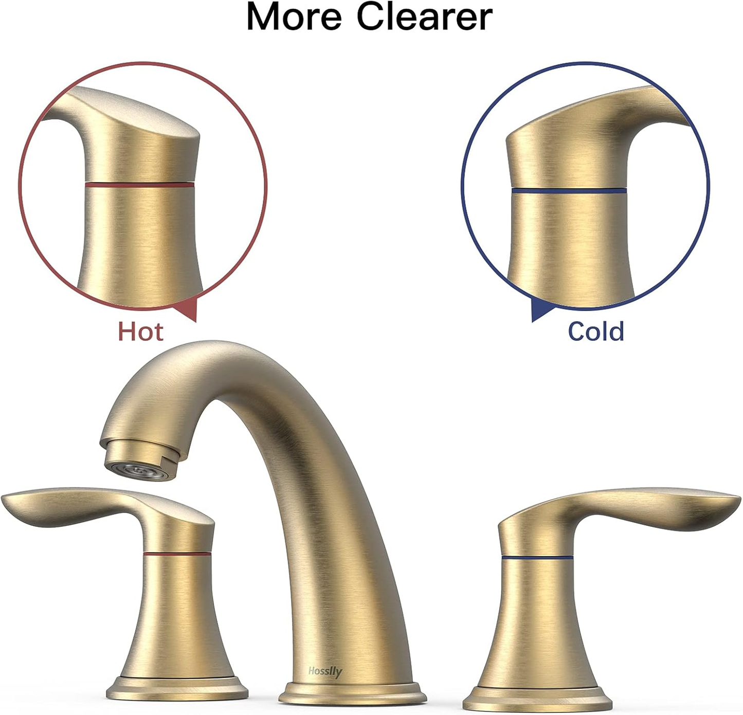 Bathroom Sink Faucet, Faucet for Bathroom Sink, Widespread Brushed Gold Bathroom Faucet 3 Hole with Stainless Steel Pop up Drain and Cupc Lead-Free Hose - (Brushed Gold)