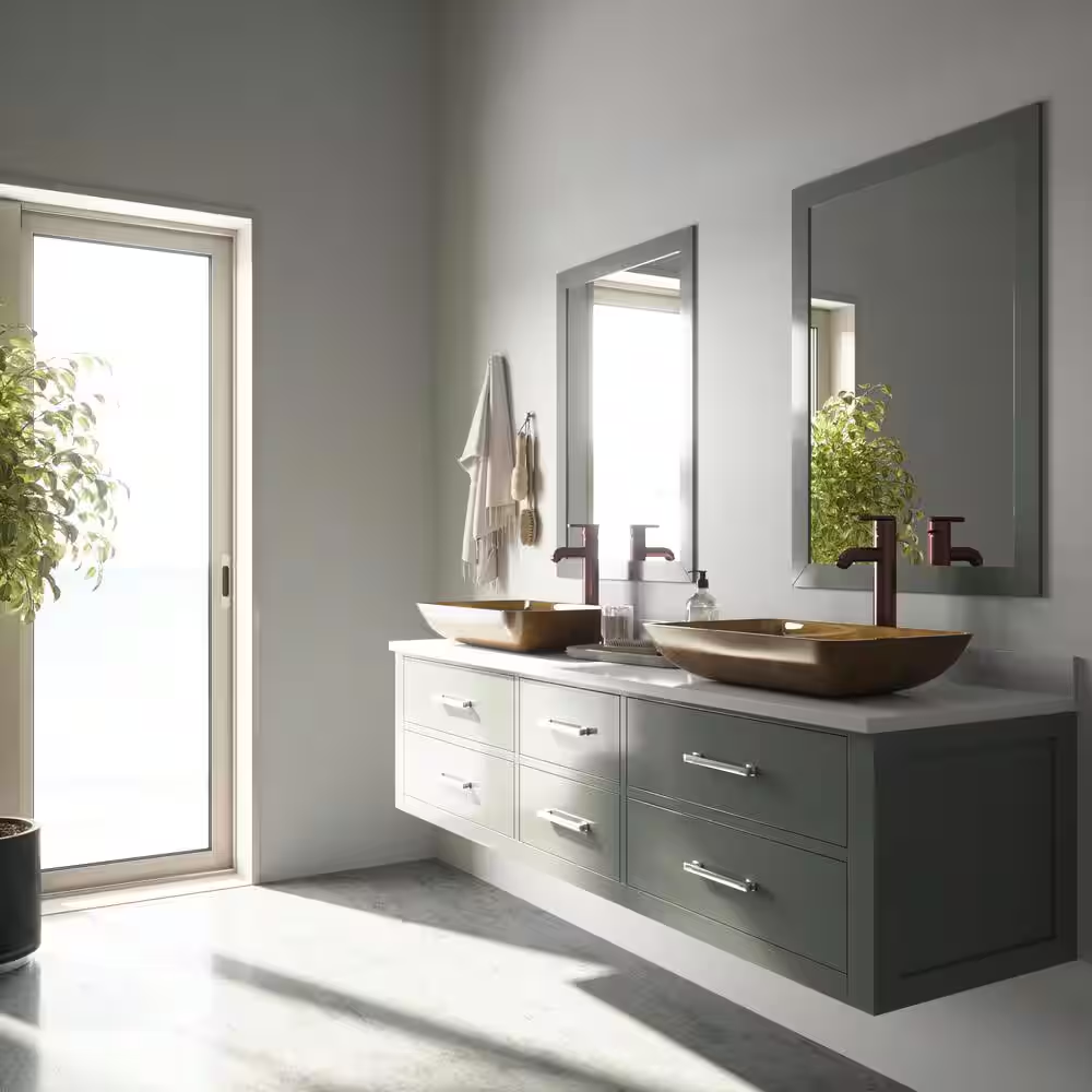 Donatello Gold Glass 22 In. L X 14 In. W X 5 In. H Rectangular Vessel Bathroom Sink