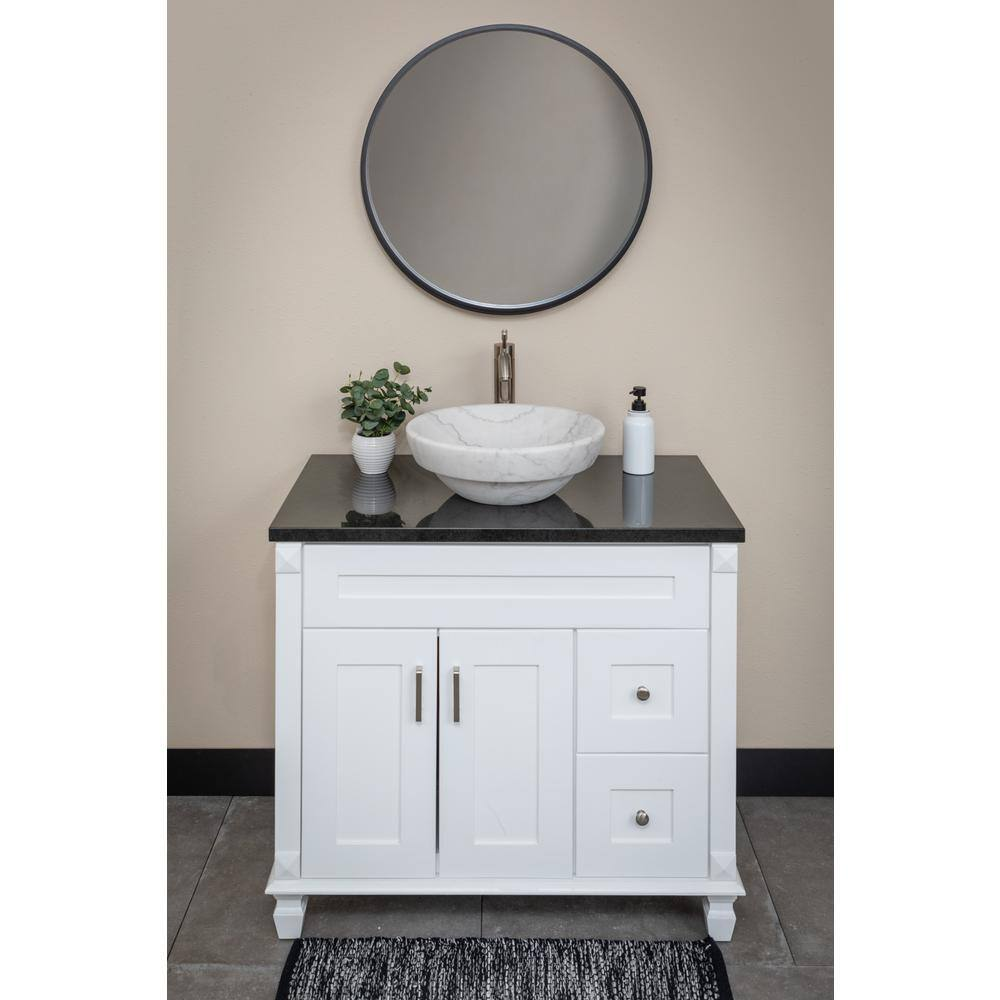 Echo Bowl Shaped Vessel Sink in White Marble