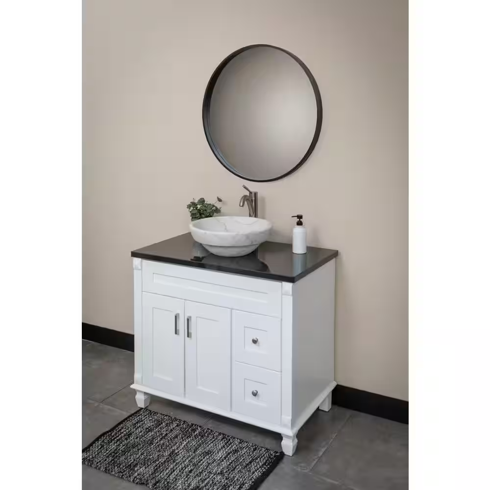 Echo Bowl Shaped Vessel Sink in White Marble