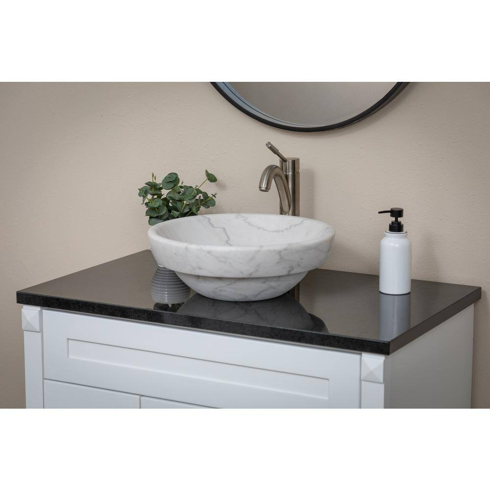 Echo Bowl Shaped Vessel Sink in White Marble