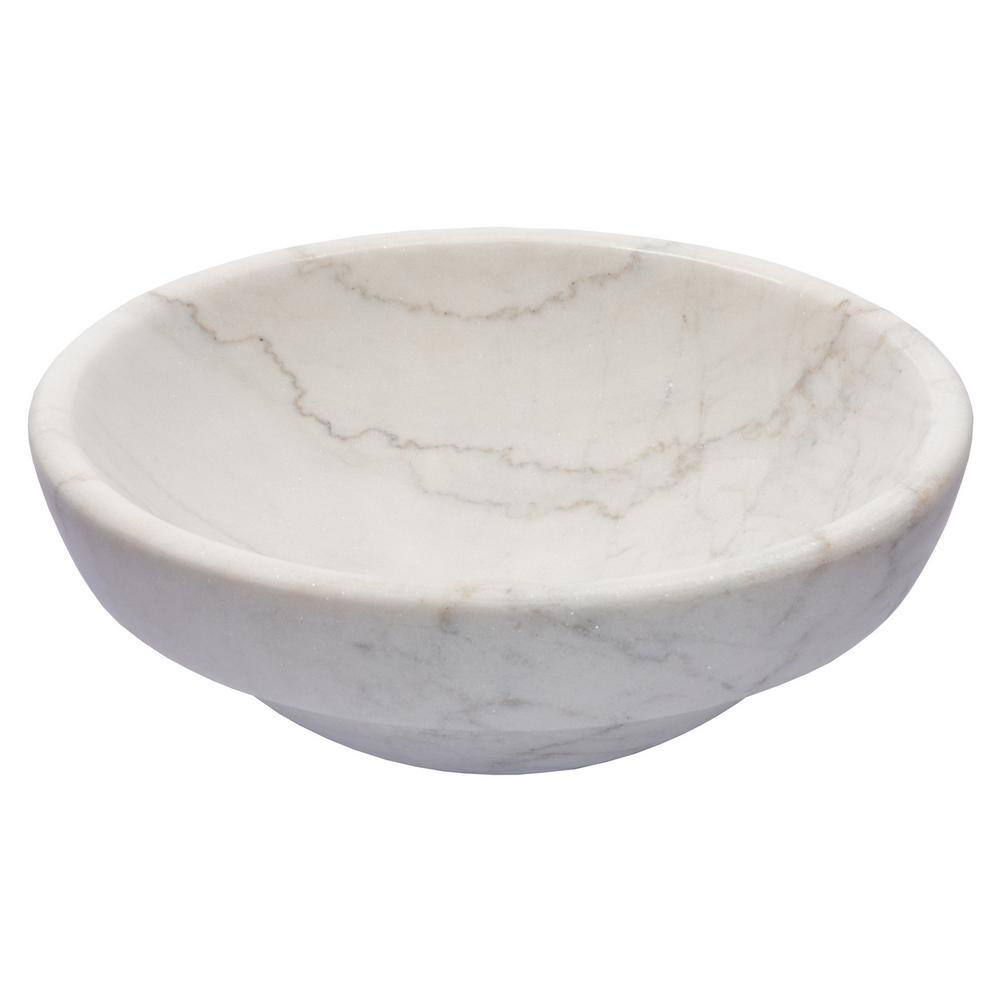 Echo Bowl Shaped Vessel Sink in White Marble