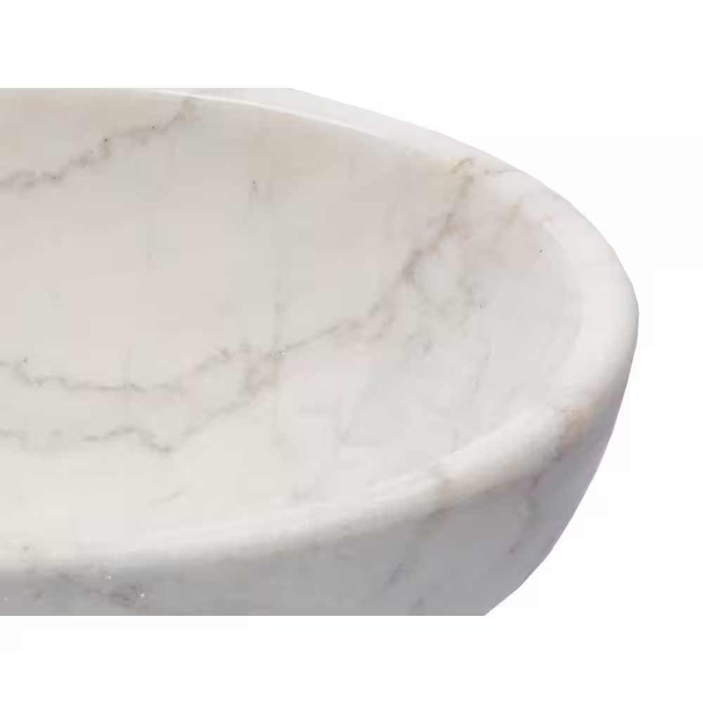 Echo Bowl Shaped Vessel Sink in White Marble