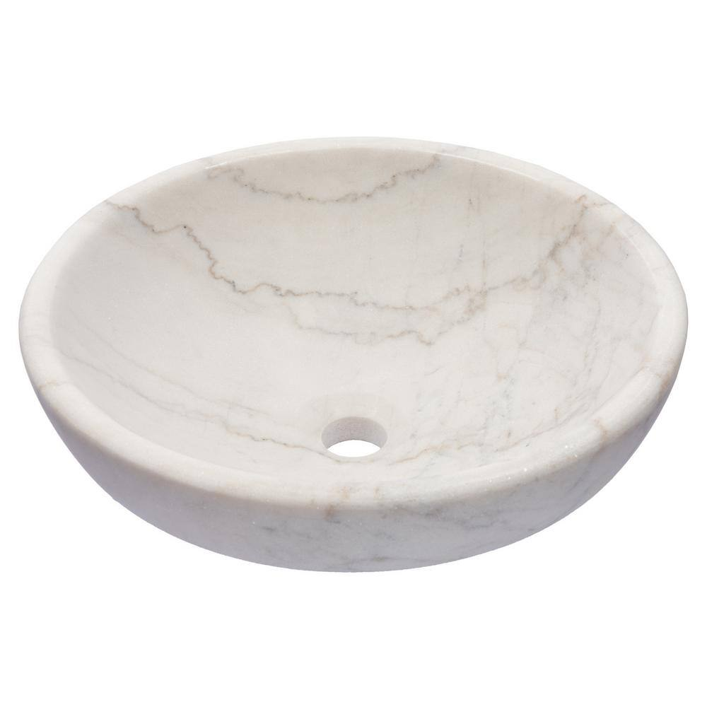 Echo Bowl Shaped Vessel Sink in White Marble