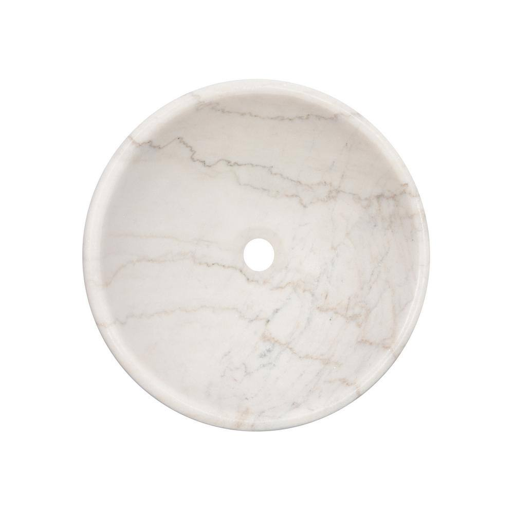 Echo Bowl Shaped Vessel Sink in White Marble