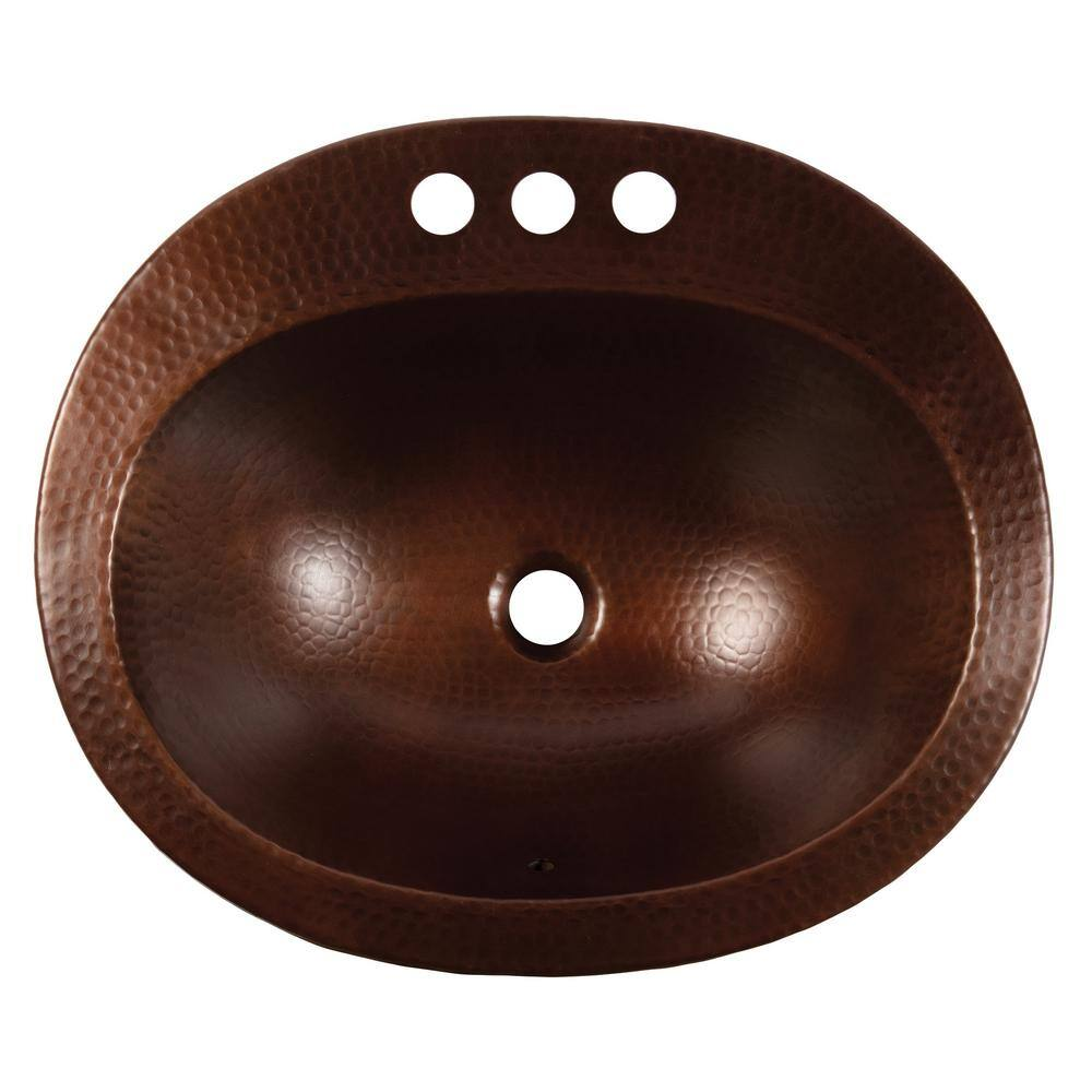 Seville 18 Gauge 20 In. Copper Drop-In Bath Sink in Aged Copper with Ashfield Faucet Kit