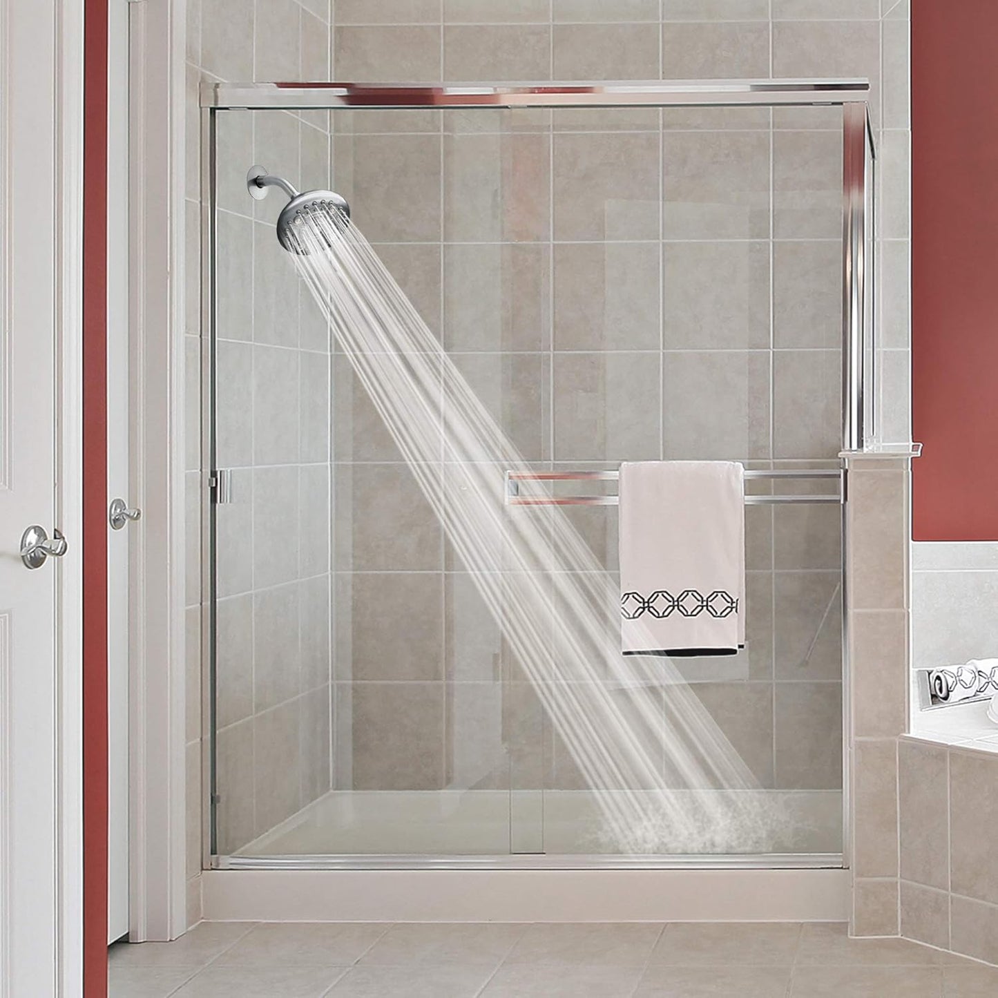 Luxury Spa Series: Chrome Shower Head, 5 Inch 6 Spray Settings Adjustable High Pressure Showerhead with 360 Degree Tilt, Experience Maxx-Imum Comfort and Elegance (Chrome Polished)
