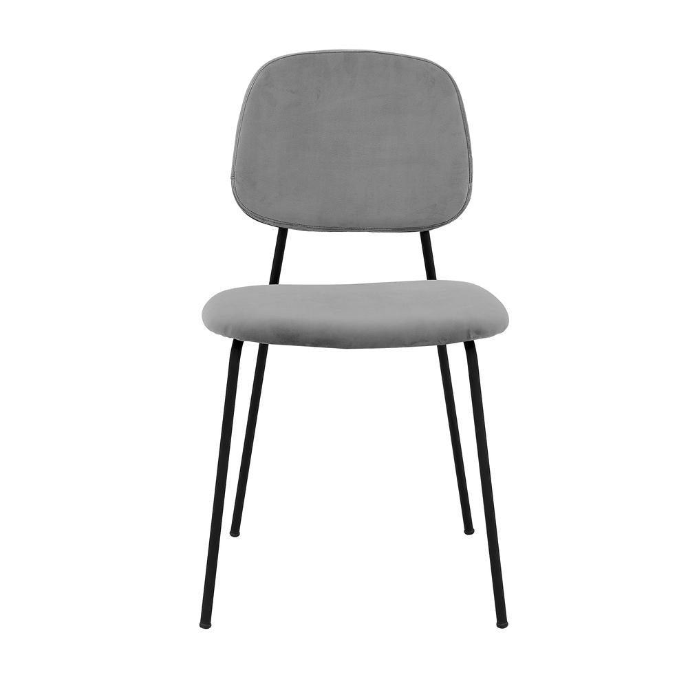 Lucy Modern Velvet & Metal Dining Chair in Gray (Set of 2)