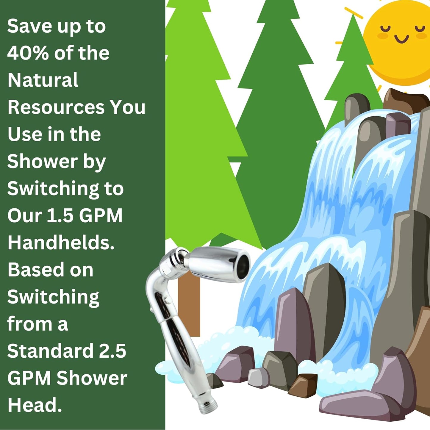 ® - Solid Metal Handheld Shower Head - Watersense Certified Low Flow 1.5 GPM - Oil Rubbed Bronze Finish