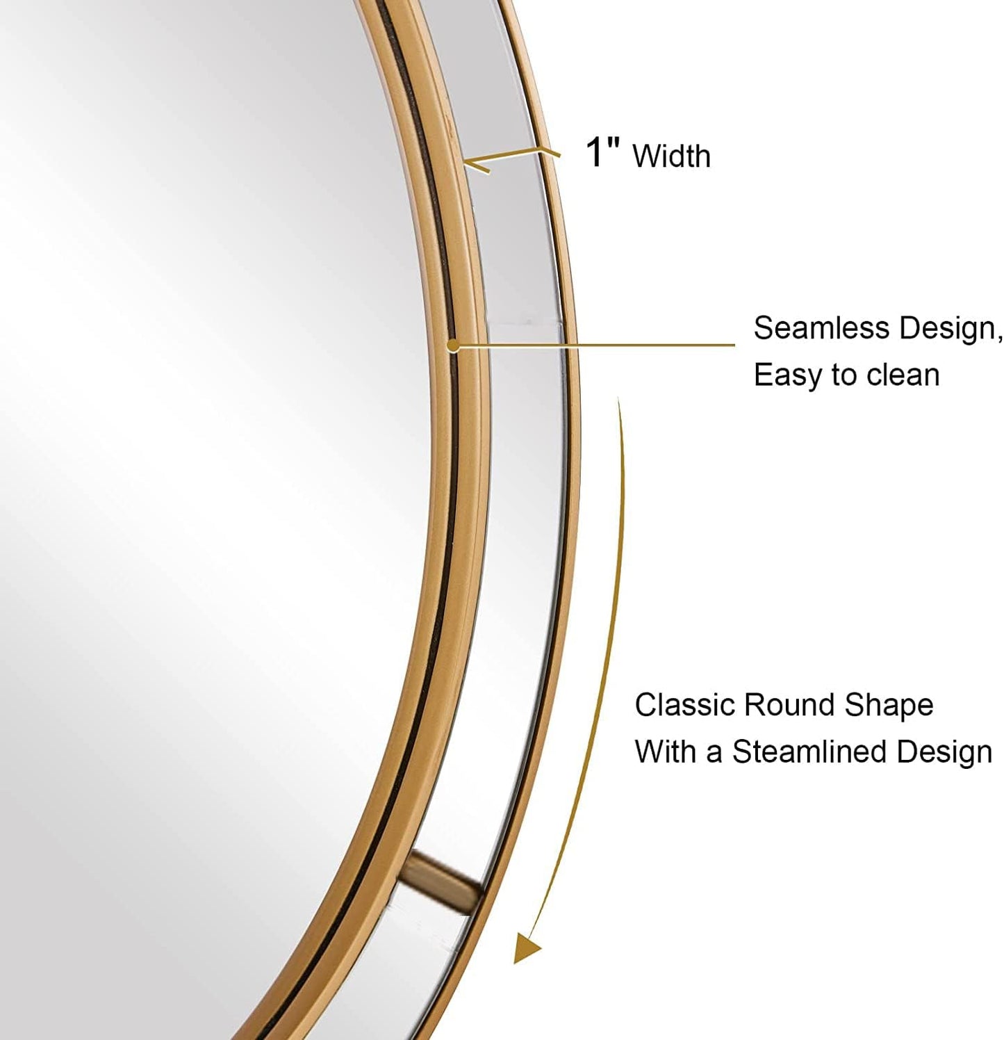 24" Decorative Wall Mirrors Modern Deluxe Metal round Wall Mirror with Golden Circle Ring Frame for Bedroom Bathroom Living Room Entryway