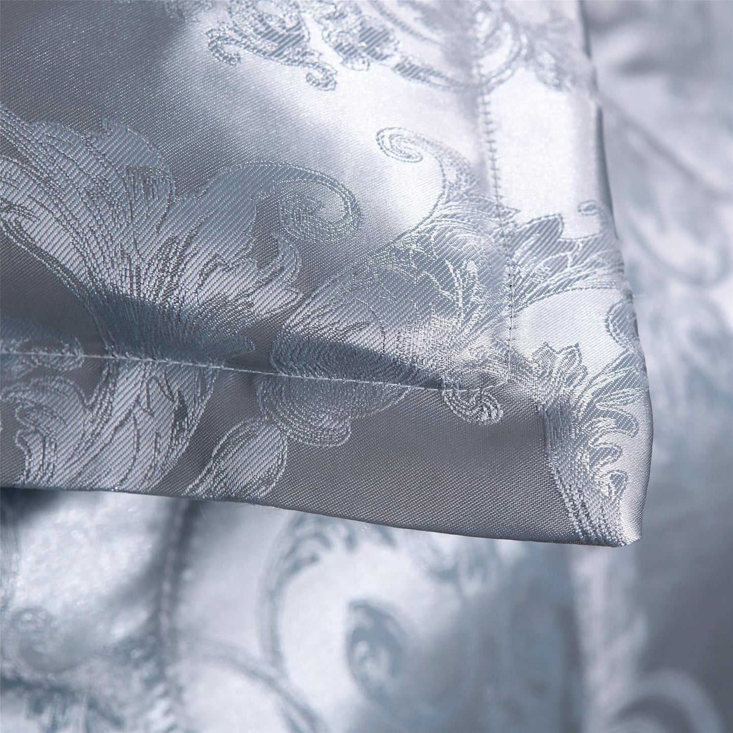 King Size Comforter Set, Silver Bedding Comforter Sets All Season Grey Bed Comforter King Set, Soft Lightweight Silk Jacquard Comforter Set with 2 Pillow Shams(King,104X90)