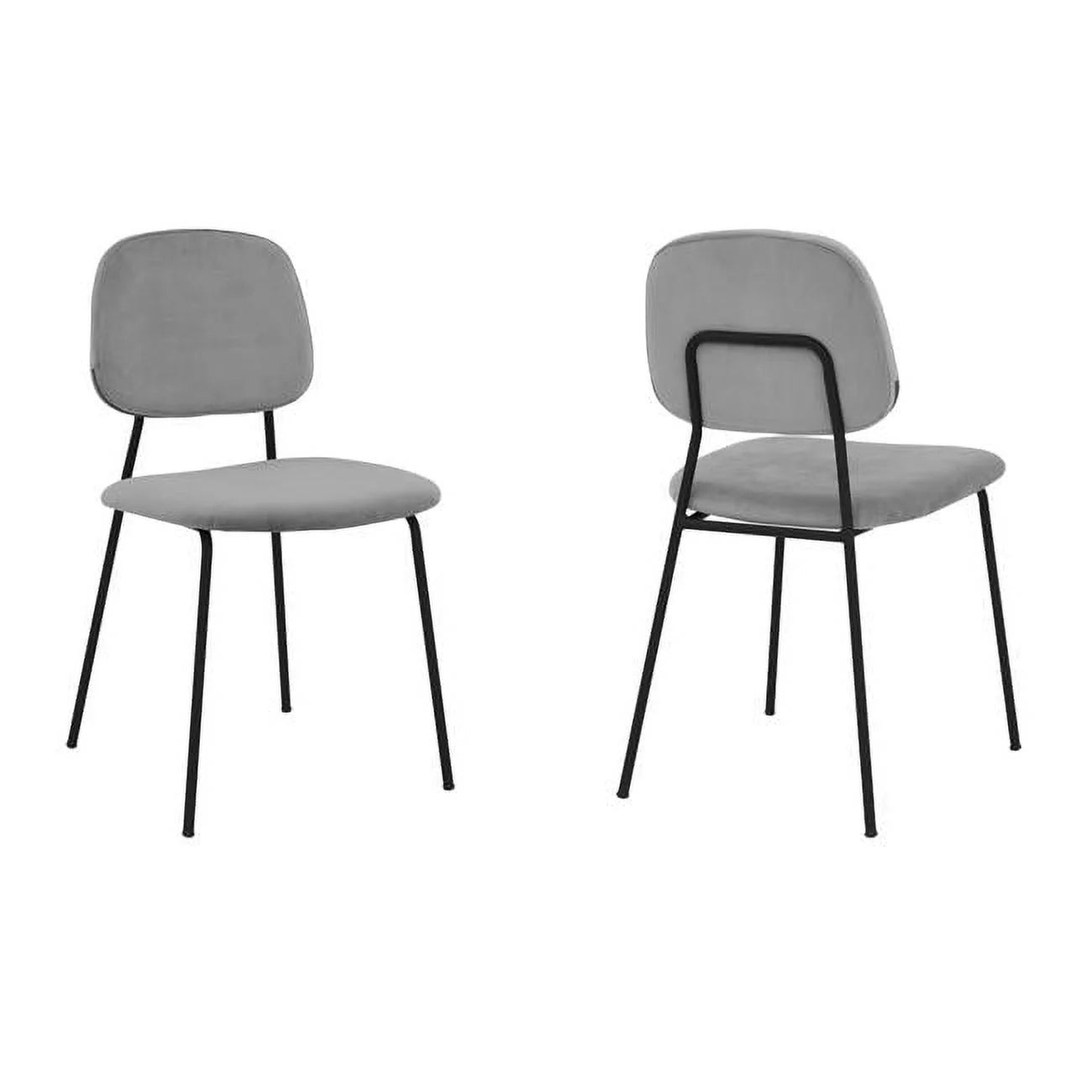 Lucy Modern Velvet & Metal Dining Chair in Gray (Set of 2)
