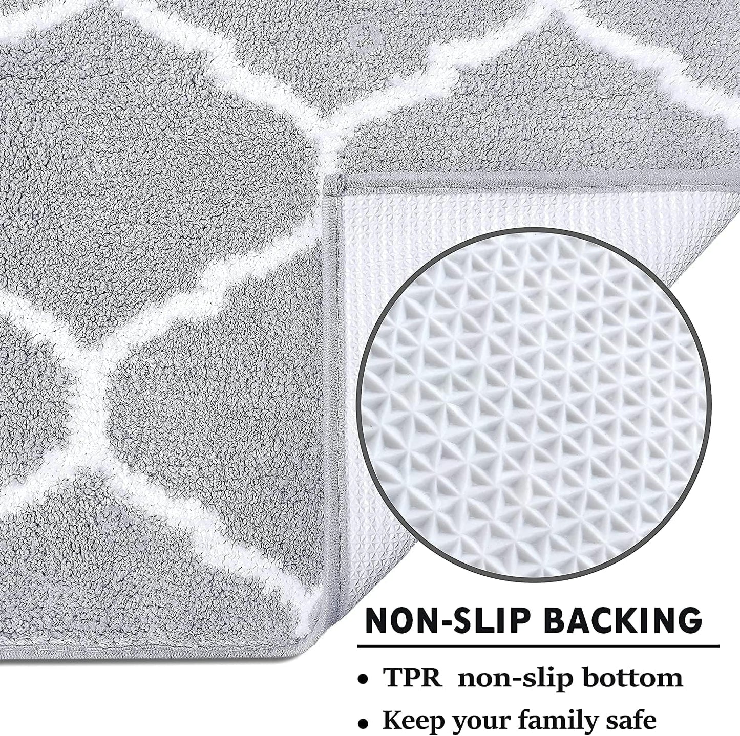 EARTHALL Bathroom Rug Mat, 20"X30", Grey Trellis Bath Mat Extra Soft Absorbent Premium Bath Rug, Non-Slip Comfortable Bath Mat, Machine Wash Dry, Carpet for Tub, Shower, Bath Room