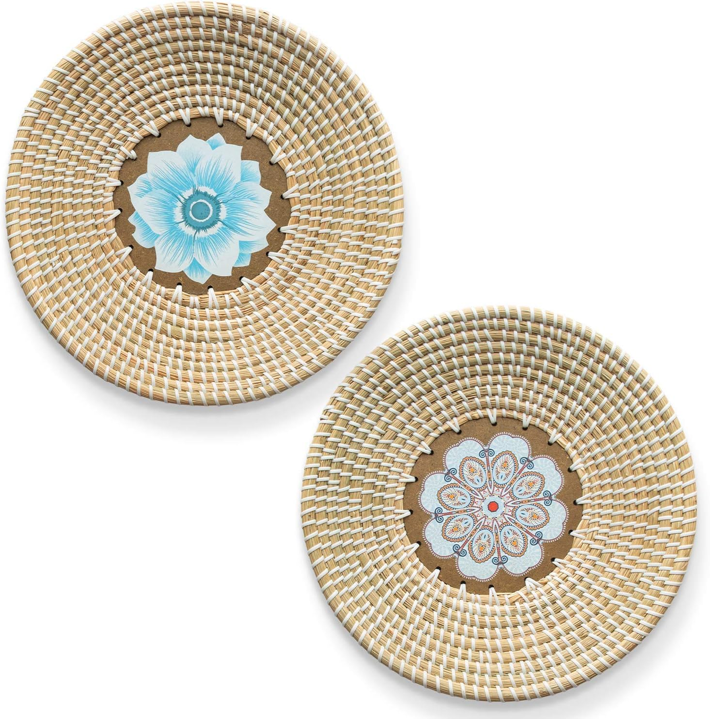Wall Basket Decor Set - Rattan Wall Decor - Wicker Wall Art - Woven Fruit Basket - Boho Wall Baskets- Hanging Wall Basket Decor for Living Room, Table Settings and More