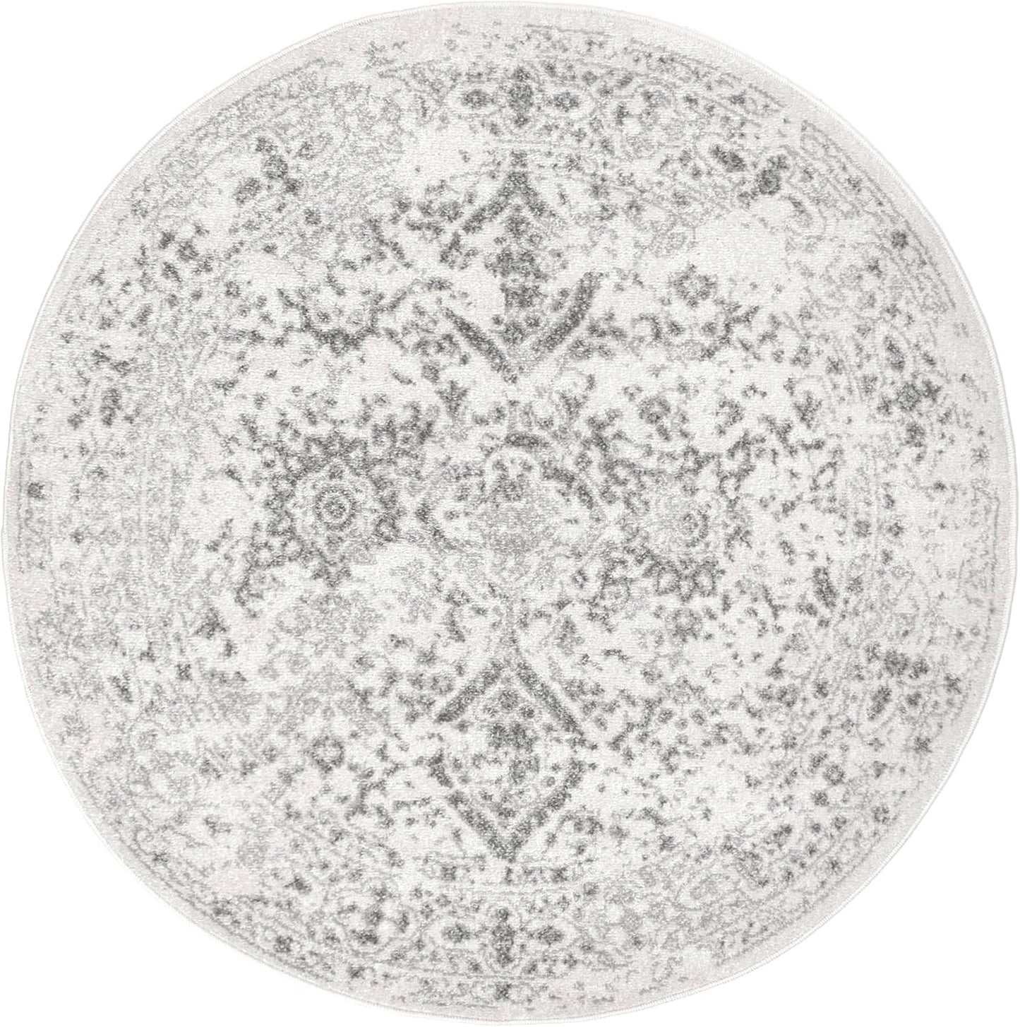 Odell Faded Vintage Area Rug, 8' Round, Ivory