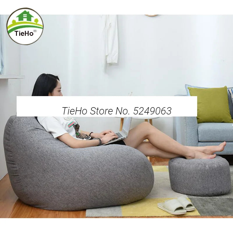 Lazy Sofas Cover Chairs without Filler Linen Cloth Lounger Seat Bean Bag Pouf Puff Couch Tatami Living Room 의자