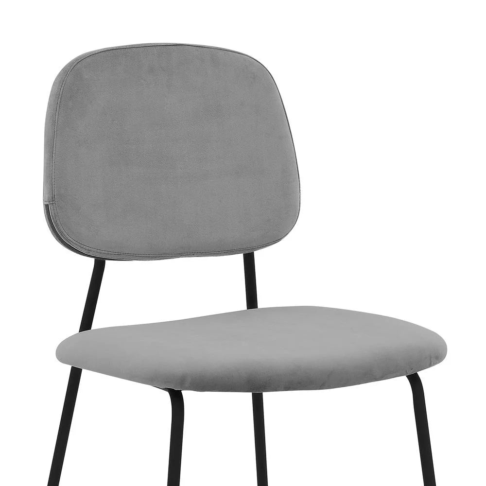 Lucy Modern Velvet & Metal Dining Chair in Gray (Set of 2)