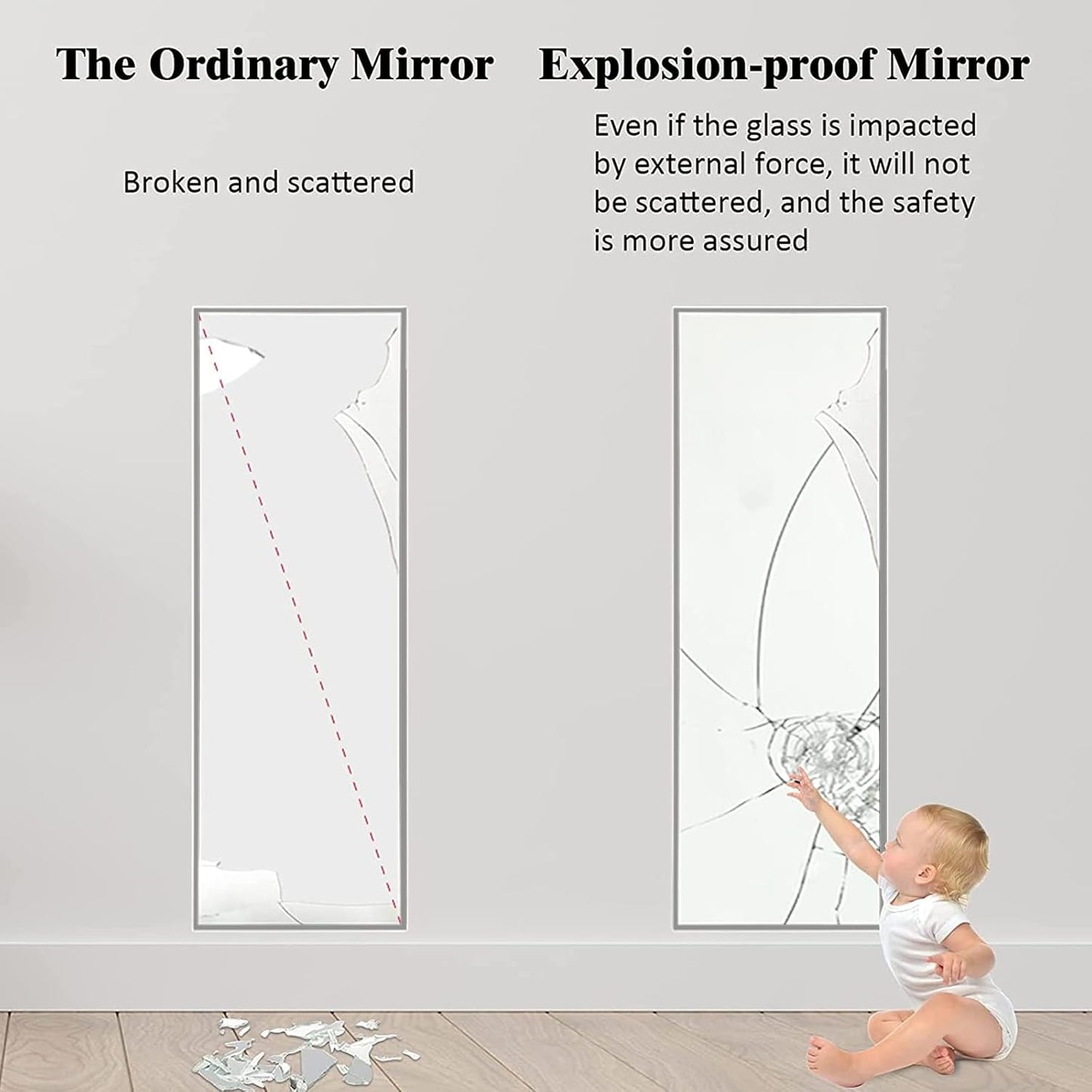 Full Length Mirror 47"X16" Wall-Mounted Large Standing Hanging or Leaning against Wall Mirror, Door Mirror Body Dressing Mirror with Aluminum Alloy Frame for Living Room, Bedroom, Silver