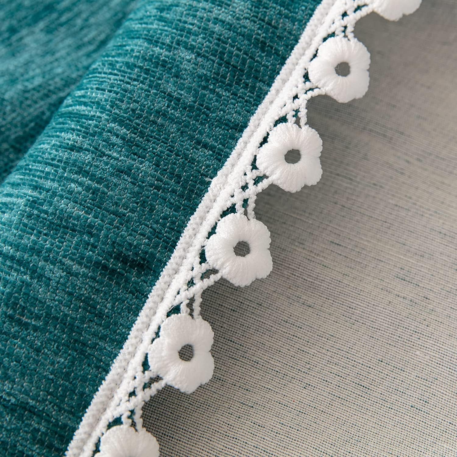 Modern Minimalist Sofa Covers for 3 Cushion Couch Sofa Chenille Couch Cover 71" X 118" Furniture Protector Couch Covers with Floral Lace for Dogs Cats, Bluish Green