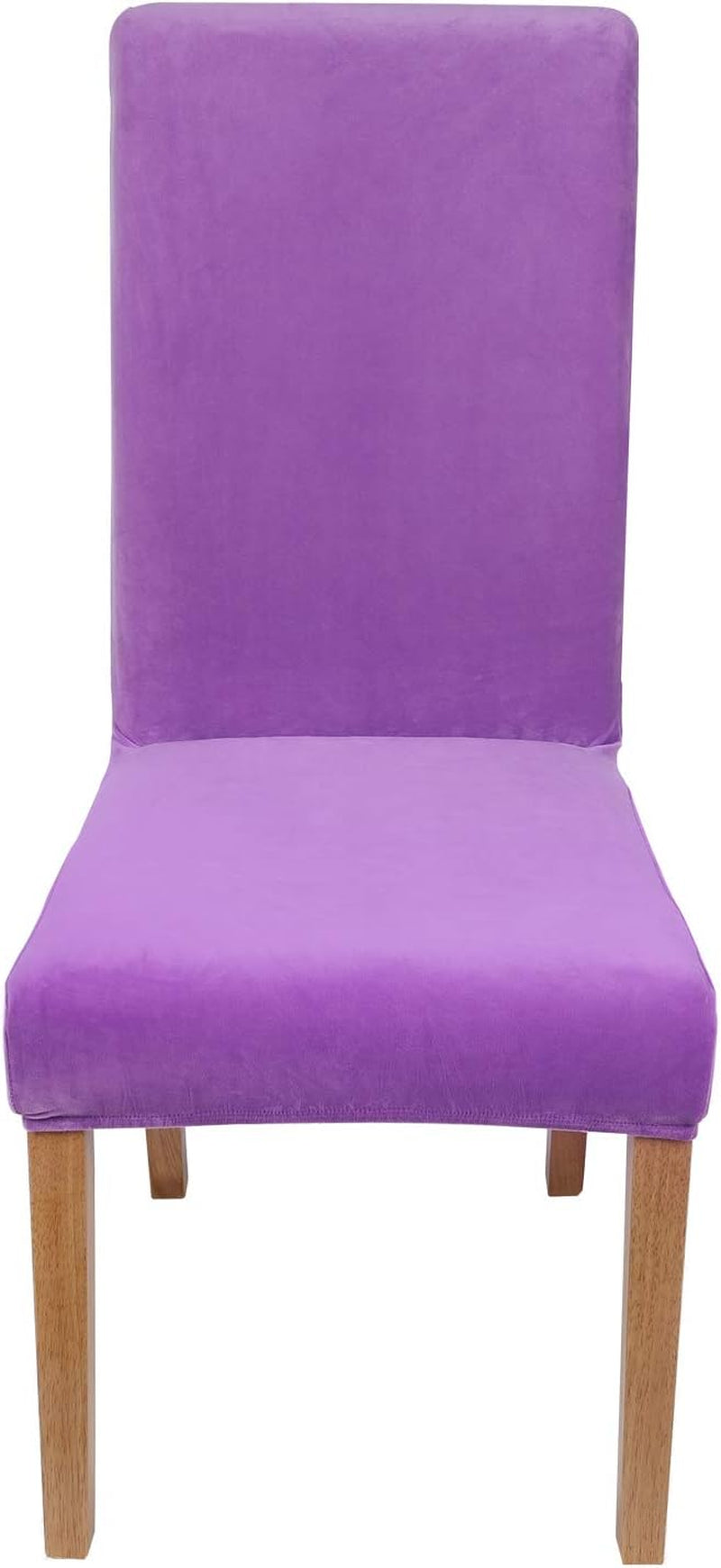 Velvet Stretch Dining Room Chair Covers Soft Removable Dining Chair Slipcovers Set of 6, Light Purple