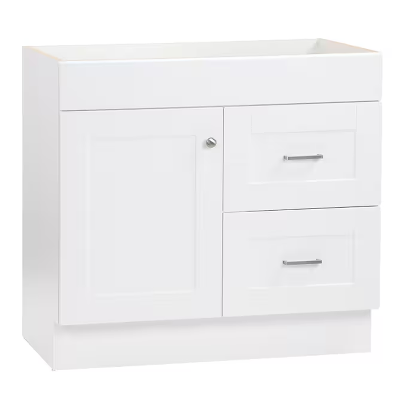 36-In White Bathroom Vanity Base Cabinet without Top