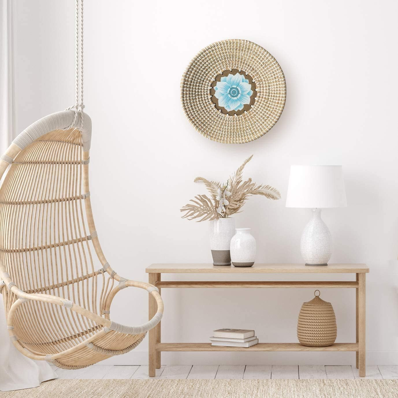 Wall Basket Decor Set - Rattan Wall Decor - Wicker Wall Art - Woven Fruit Basket - Boho Wall Baskets- Hanging Wall Basket Decor for Living Room, Table Settings and More