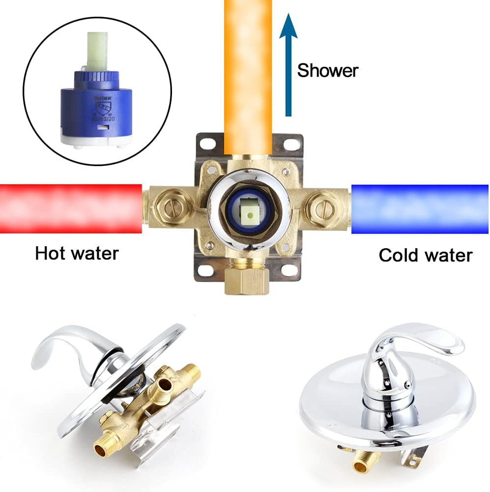 Shower Faucet Set with Valve Chrome Bathroom High Pressure 35 Setting Dual 2 in 1 Shower Head System with Handheld, 3-Way Water Diverter Shower Trim Kit