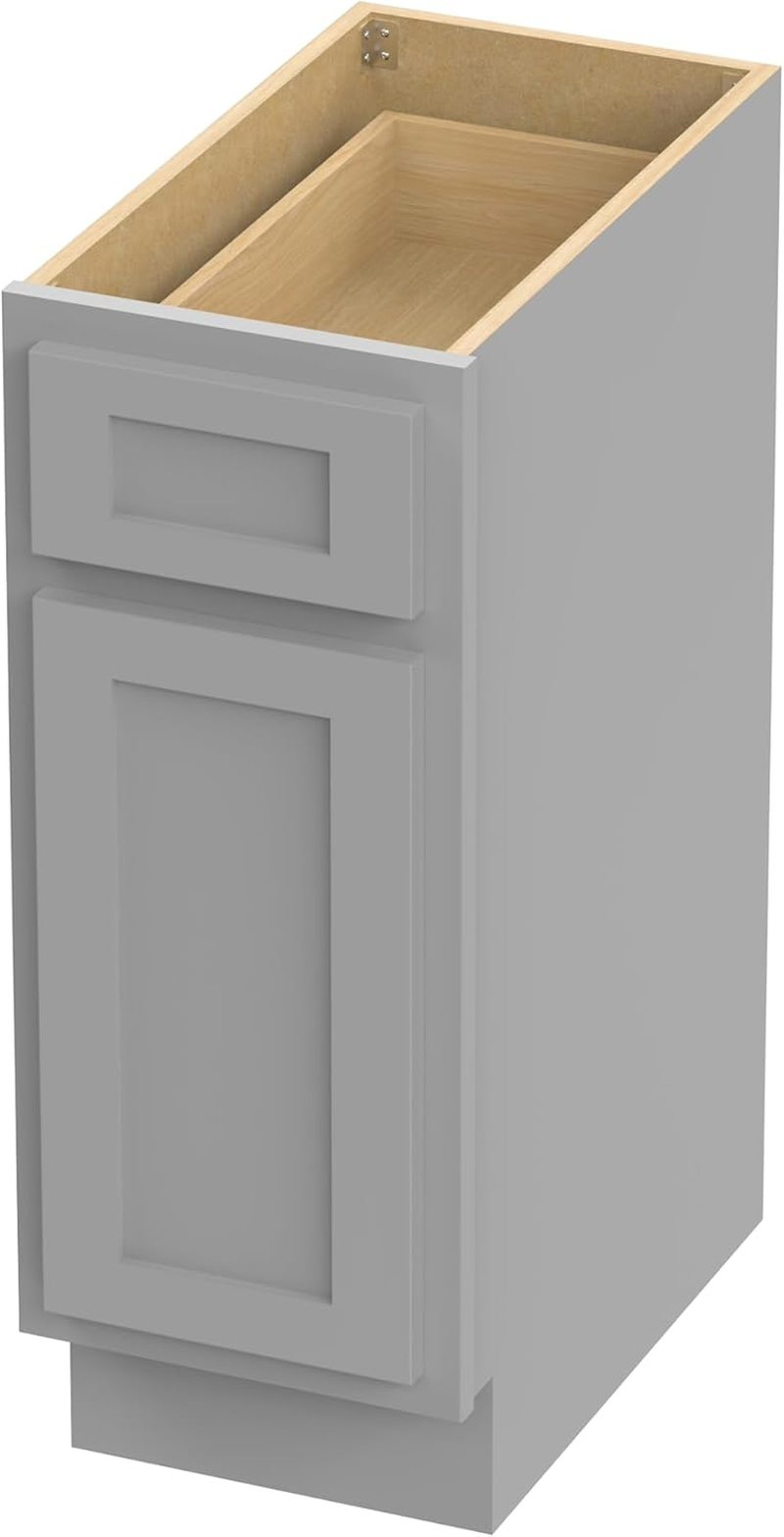15 Inch Small Bathroom Vanity Cabinet with Soft Closing Drawer and Door, Single Door Right Offset Shaker Design Floor Mount Side Bathroom Organizers