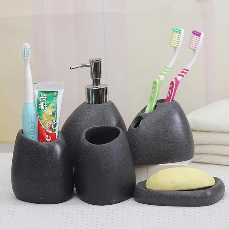Resin Bathroom Accessories Emulsion Bottle High-Grade Wash Gargle Cup Toothbrush Suit Banyo Aksesuarlari Soap Dish Washing Set