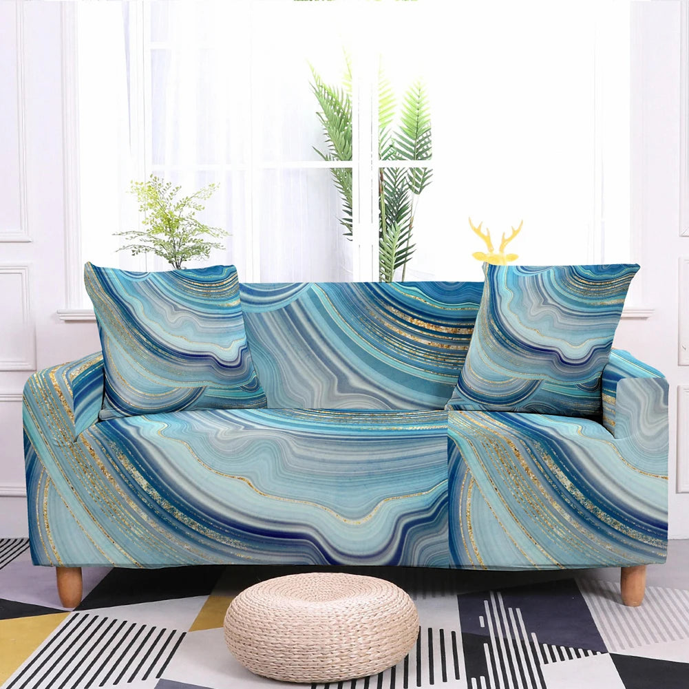 Elastic Sofa Cover for Living Room Adjustable Marble Sofas Chaise Covers Lounge Sectional Couch Corner Sofa Slipcover L Shape