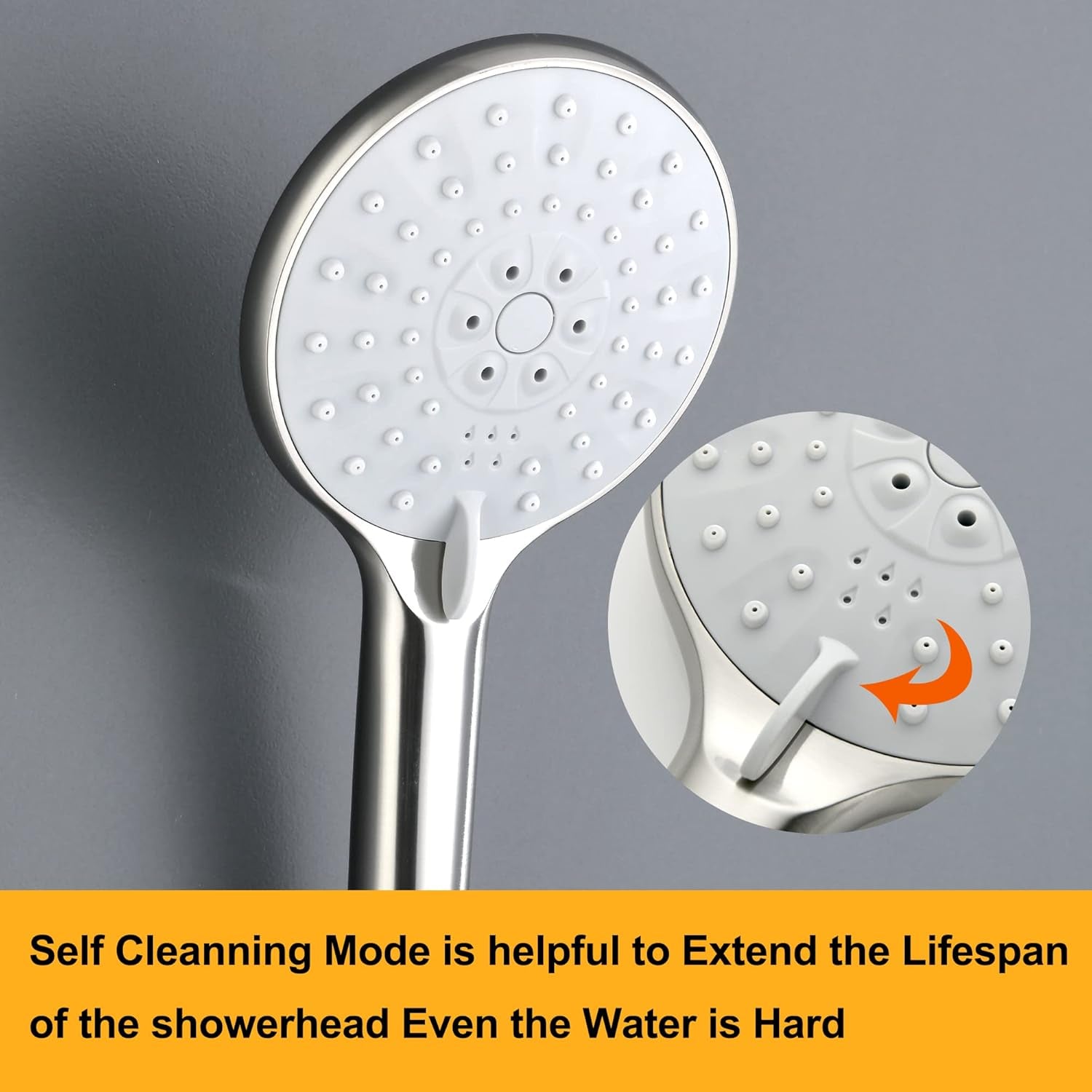 High Pressure Shower Head with Handheld 3 Settings - 5 Inch Handheld Rain Shower with Extra Shower Hose - Self-Cleaning Anti-Clogging Detachable Shower Head Sprayer Brushed Nickel