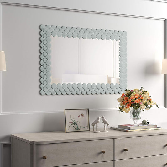 Large Wall Mirror ，Fabric / Cloth/Linen 35"×24" Decorative Rectangle Frame Wall Mirrors，Wall Mirror for Bathroom, Dining Room, Living Room