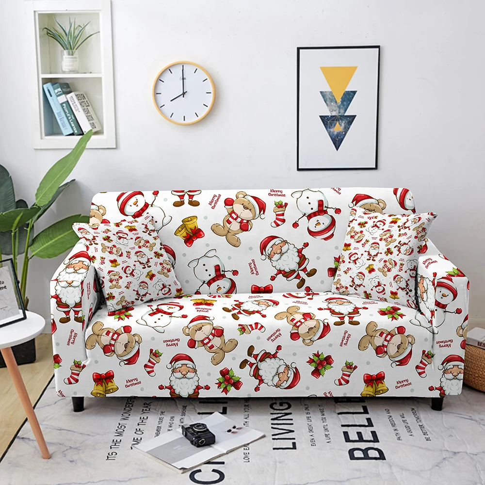 Christmas Sofa Covers for Living Room Sectional Corner Sofa Cover Elastic Couch Cover Slipcover Christmas Decor Sofa Cover